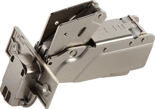 Grass Tiomos Hinge, 160 degree opening, full overlay, self-close, screw, steel, nickel-plated, 22mm