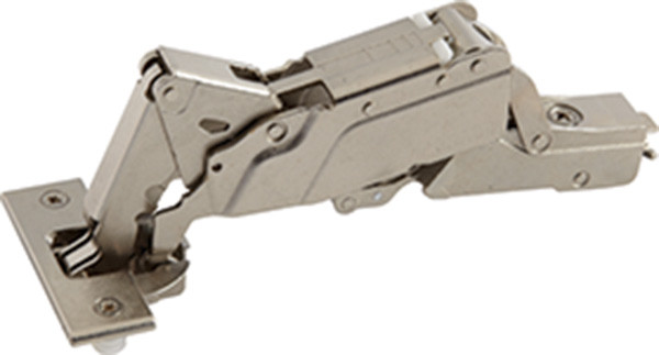 Grass Tiomos Hinge, 160 degree opening, full overlay, soft-close, dowel, steel, nickel-plated, 22mm