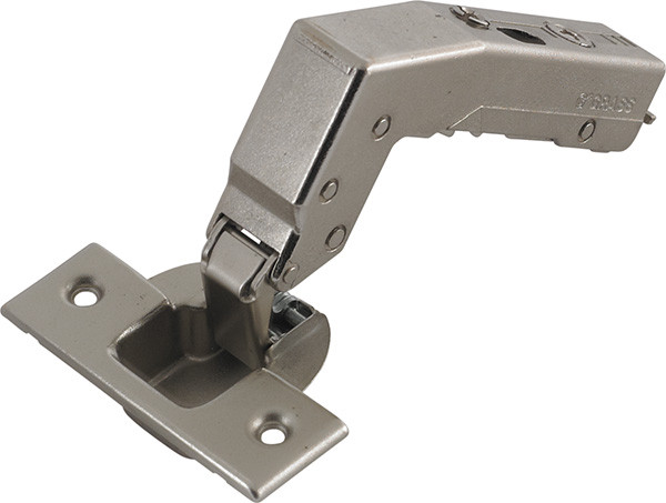 Grass Tiomos Hinge, 110 degree opening, overlay, blind corner, soft-close, screw, steel, nickel-plated