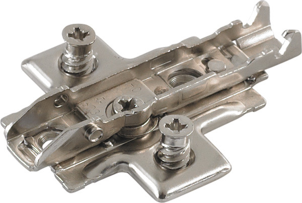 Grass Tiomos Wing Baseplate, 4-point fixing, 13.5mm euroscrew, steel, nickel-plated, 0mm