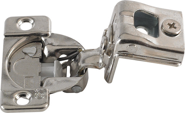 Grass TEC 864 Wrap Around Hinge, 108 degree opening, 1-3/8" overlay, soft-close, screw-on, steel, nickel-plated, 45/9.5 drilling pattern