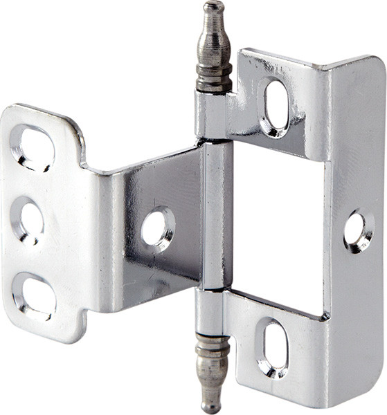 Full Wrap Non-Mortise Decorative Butt Hinge, for inset doors, steel, with minaret finial, chrome plated finish