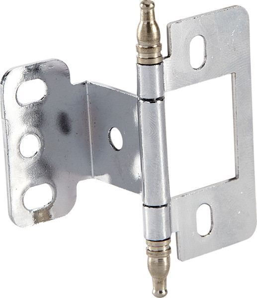 Partial Wrap Non-Mortise Decorative Butt Hinge, for inset doors, steel, with minaret finial, chrome plated finish