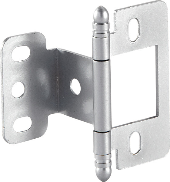 Partial Wrap Non-Mortise Decorative Butt Hinge, with ball finial, for inset doors, steel, satin chrome finish