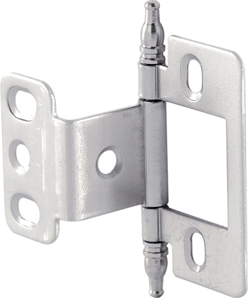 Partial Wrap Non-Mortise Decorative Butt Hinge, for inset doors, steel, with minaret finial, matt nickel finish