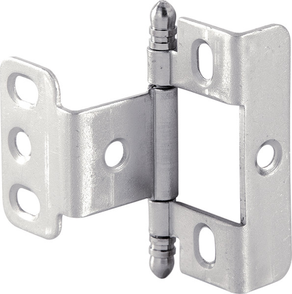 Full Wrap Non-Mortise Decorative Butt Hinge, with ball finial, for inset doors, steel, matt nickel finish