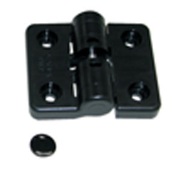 Hinge, with detent, 60 x 50mm, plastic, black
