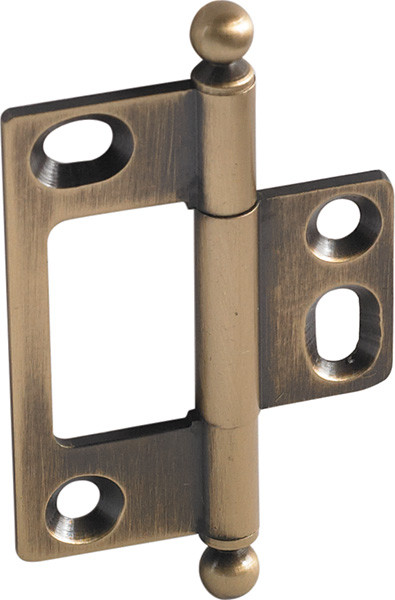 Elite Decorative Butt Hinge, non-mortised, with ball finial, brass, 50x37mm, antique brass