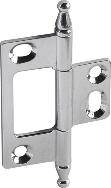 Elite Decorative Butt Hinge, non-mortised, with minaret finial, brass, 50x37mm, polished chrome