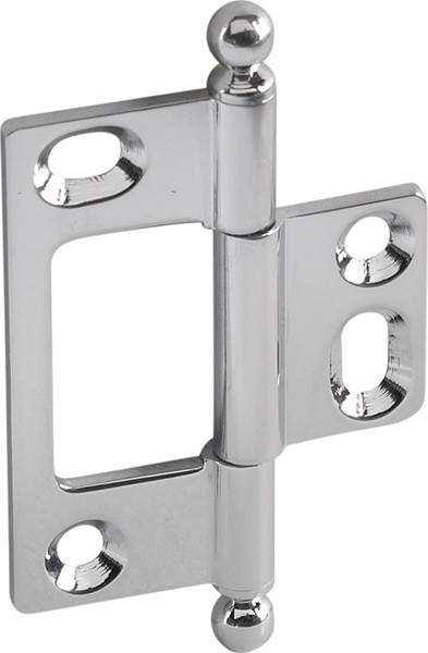 Elite Decorative Butt Hinge, non-mortised, with ball finial, brass, 50x37mm, polished chrome