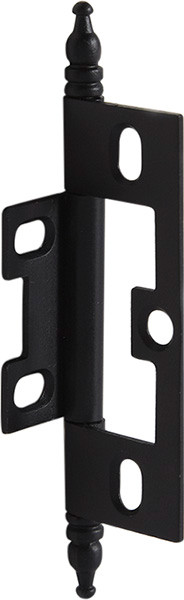 Butt Hinge, non-mortised, with finial, steel, 63x25mm, black matt