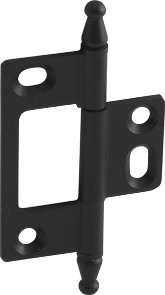 Elite Decorative Butt Hinge, non-mortised, with minaret finial, brass, 50x37mm, black
