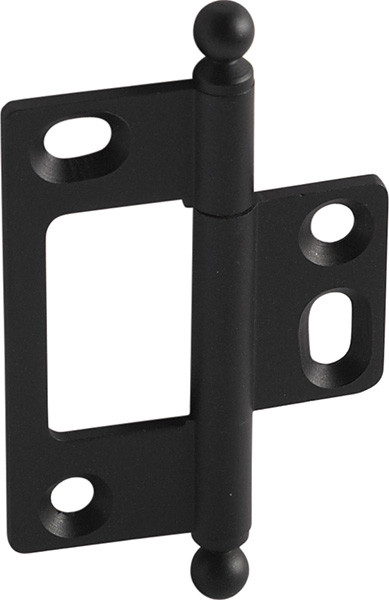 Elite Decorative Butt Hinge, non-mortised, with ball finial, brass, 50x37mm, black