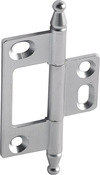 Elite Decorative Butt Hinge, non-mortised, with minaret finial, brass, 50x37mm, satin chrome