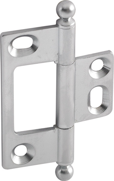 Elite Decorative Butt Hinge, non-mortised, with ball finial, brass, 50x37mm, satin chrome