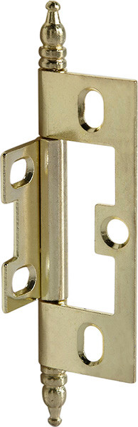 Butt Hinge, non-mortised, with finial, steel, 63x25mm, brass plated