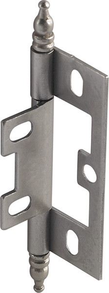 Butt Hinge, non-mortised, with finial, steel, 63x25mm, matt nickel