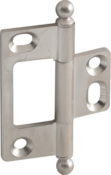 Elite Decorative Butt Hinge, non-mortised, with ball finial, brass, 50x37mm, brushed nickel
