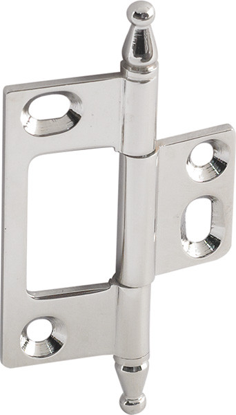Elite Decorative Butt Hinge, non-mortised, with minaret finial, brass, 50x37mm, polished nickel