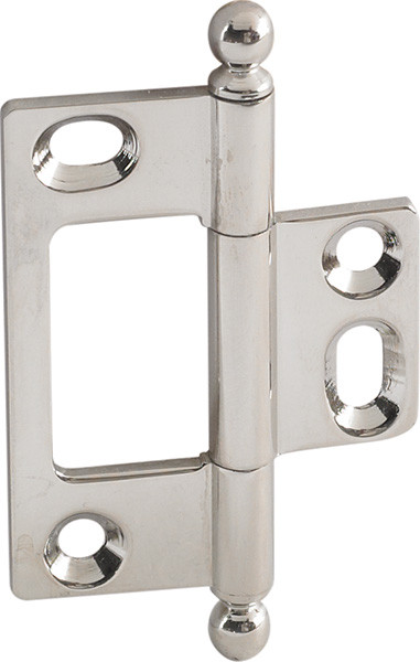 Elite Decorative Butt Hinge, non-mortised, with ball finial, brass, 50x37mm, polished nickel