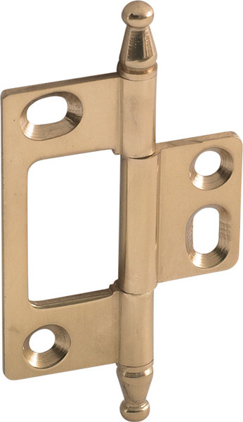 Elite Decorative Butt Hinge, non-mortised, with minaret finial, brass, 50x37mm, polished brass