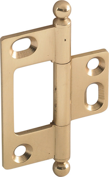 Elite Decorative Butt Hinge, non-mortised, with ball finial, brass, 50x37mm, polished brass