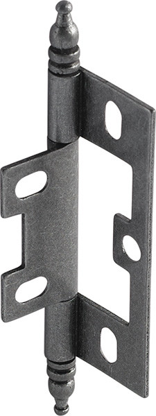 Butt Hinge, non-mortised, with finial, steel, 63x25mm, pewter