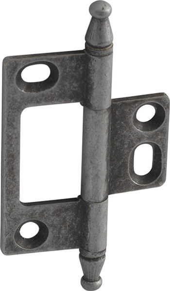 Elite Decorative Butt Hinge, non-mortised, with minaret finial, brass, 50x37mm, pewter