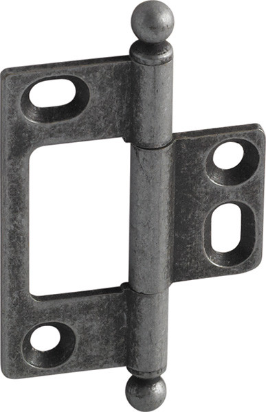 Elite Decorative Butt Hinge, non-mortised, with ball finial, brass, 50x37mm, pewter