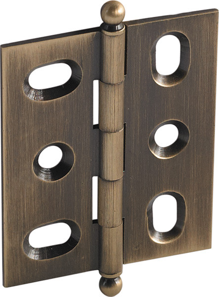 Elite Decorative Butt Hinge, mortised, with ball finial, brass, 50x40mm, antique brass