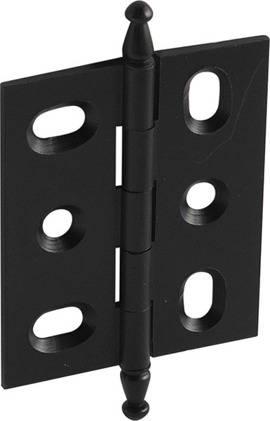 Elite Decorative Butt Hinge, mortised, with minaret finial, brass, 50x40mm, black