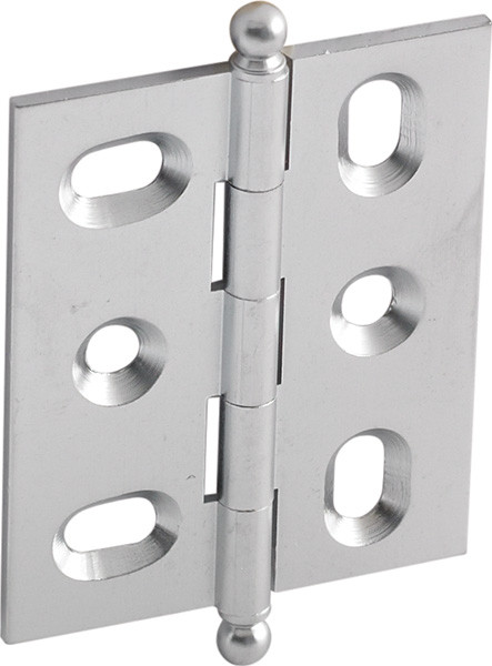 Elite Decorative Butt Hinge, mortised, with ball finial, brass, 50x40mm, satin chrome