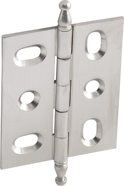 Elite Decorative Butt Hinge, mortised, with minaret finial, brass, 50x40mm, brushed nickel
