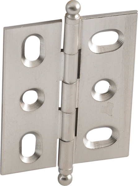 Elite Decorative Butt Hinge, mortised, with ball finial, brass, 50x40mm, brushed nickel