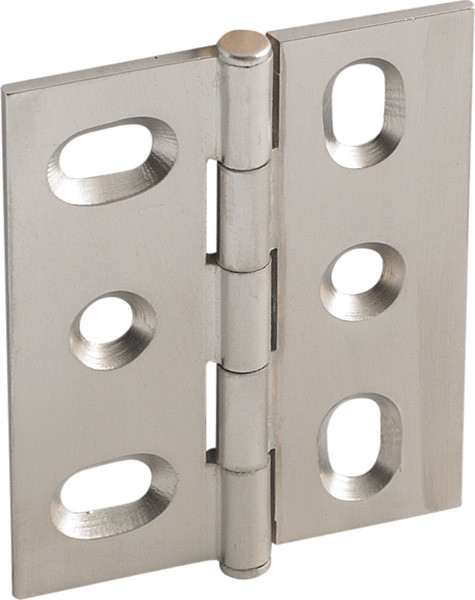 Elite Decorative Butt Hinge, mortised, with button cap, brass, 50x40mm, brushed nickel