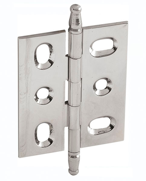 Elite Decorative Butt Hinge, mortised, with minaret finial, brass, 50x40mm, polished nickel