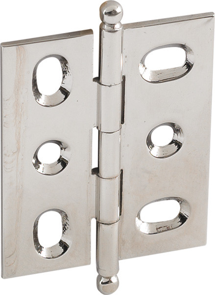 Elite Decorative Butt Hinge, mortised, with ball finial, brass, 50x40mm, polished nickel