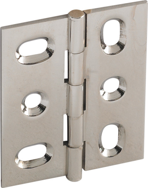 Elite Decorative Butt Hinge, mortised, with button cap, brass, 50x40mm, polished nickel