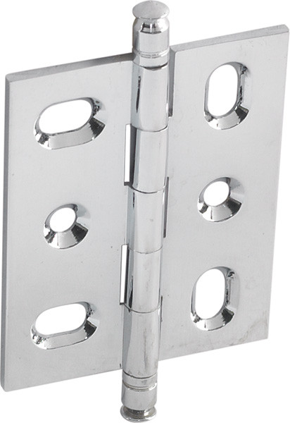 Butt Hinge, mortised, with finial, brass, 40x50mm, polished chrome
