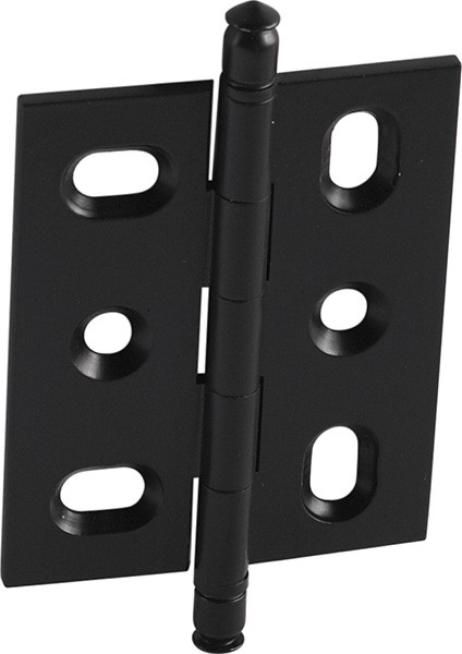 Butt Hinge, mortised, with finial, brass, 40x50mm, black matt