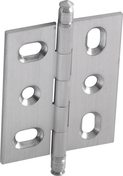 Butt Hinge, mortised, with finial, brass, 40x50mm, satin chrome