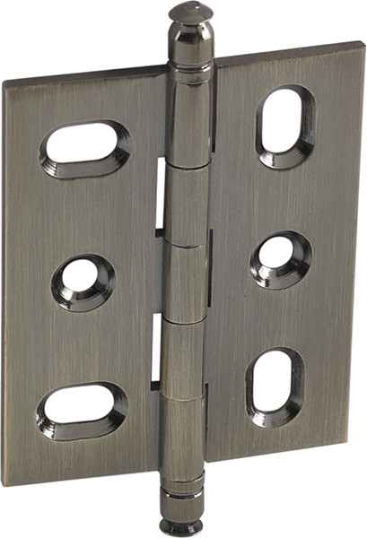 Butt Hinge, mortised, with finial, brass, 40x50mm, brushed nickel