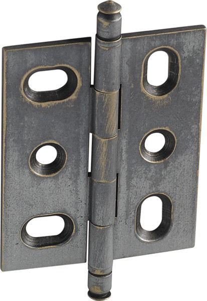 Butt Hinge, mortised, with finial, brass, 40x50mm, pewter