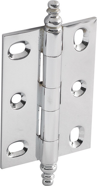 Elite Decorative Butt Hinge, mortised, large, with minaret finial, brass, 63x45mm, polished chrome