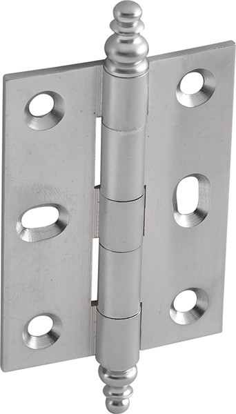 Elite Decorative Butt Hinge, mortised, large, with minaret finial, brass, 63x45mm, satin chrome