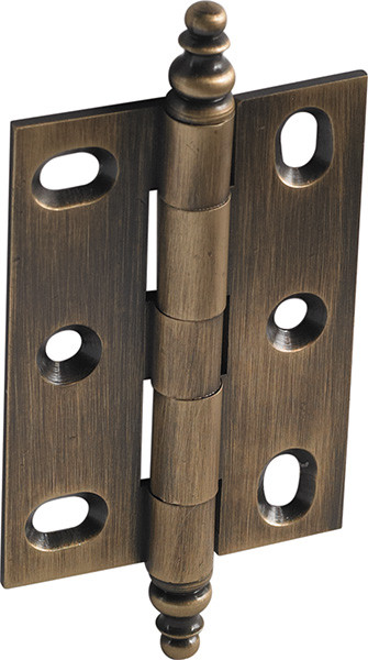 Elite Decorative Butt Hinge, mortised, large, with minaret finial, brass, 63x45mm, brushed nickel