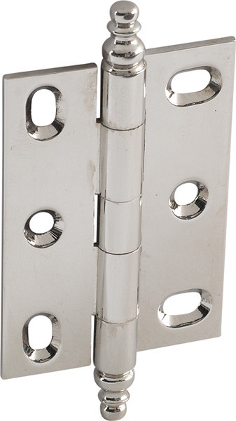 Elite Decorative Butt Hinge, mortised, large, with minaret finial, brass, 63x45mm, polished nickel