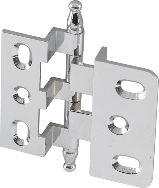 Elite Decorative Butt Hinge, 3/8" off-set, with minaret finial, brass, 50x60mm, polished chrome
