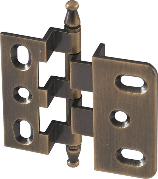 Elite Decorative Butt Hinge, 3/8" off-set, with minaret finial, brass, 50x60mm, brushed nickel
