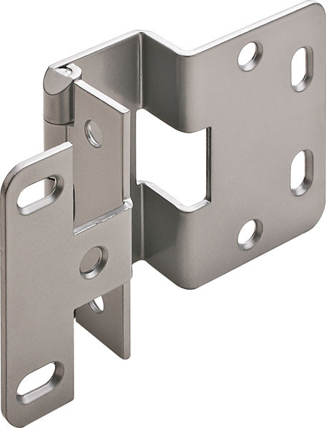 Hinge, 5-K, overlay, 13/16" door, steel, powder-coated chrome